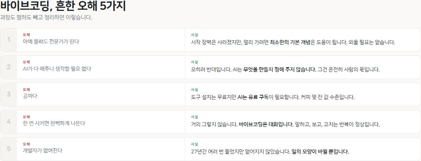 바이브코딩에 대한 흔한 오해 5가지와 사실